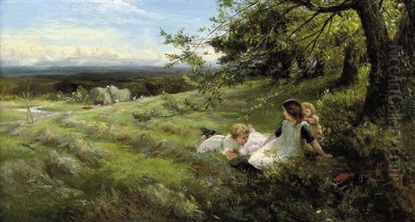 A Summer's Afternoon Oil Painting by Charles James Lewis