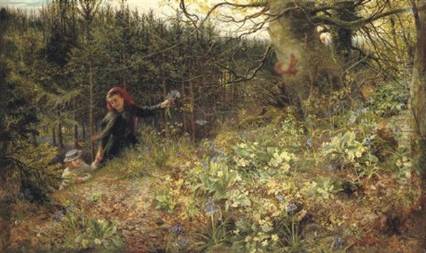 A Woodland Ramble Oil Painting by Charles James Lewis