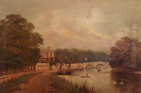 Richmond Bridge Oil Painting by Charles James Lewis