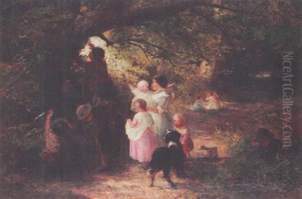 Children At Play Oil Painting by Charles James Lewis