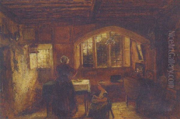 In The Kitchen Oil Painting by Charles James Lewis