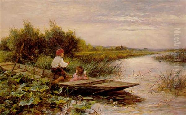 Young Anglers Oil Painting by Charles James Lewis