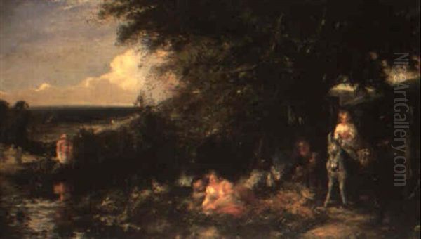 The Reapers' Camp Oil Painting by Charles James Lewis