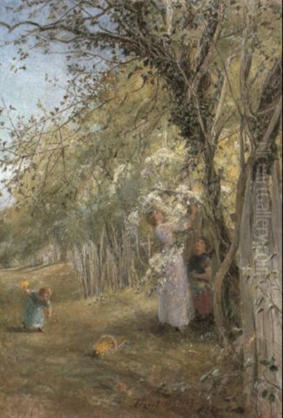 Gathering Summer Flowers Oil Painting by Charles James Lewis