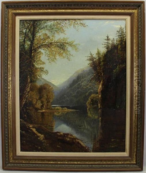 Painting Of A Tranquil Mountain Lake Landscape Oil Painting by Edmund Darch Lewis