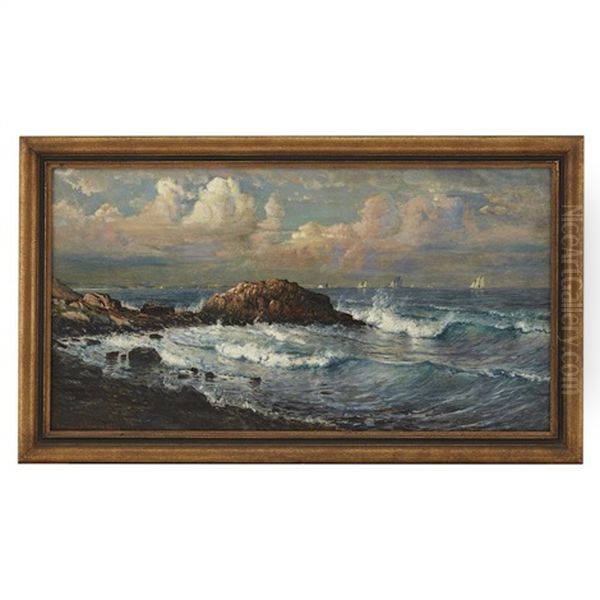 Waves Off A Rocky Coast Oil Painting by Edmund Darch Lewis