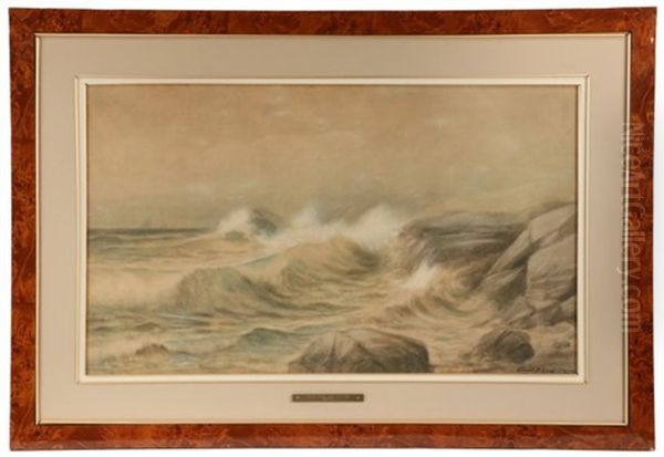 Maine Coastal Scene With Whitecaps Oil Painting by Edmund Darch Lewis