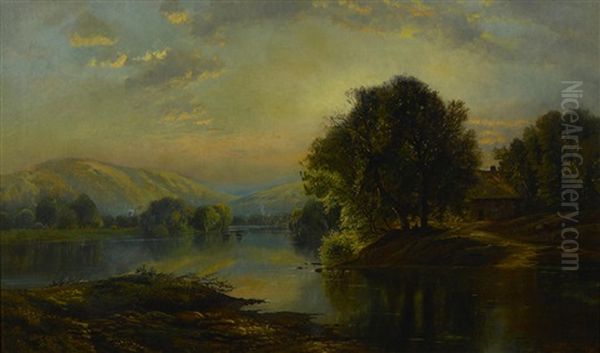 Reflections On The Lake Oil Painting by Edmund Darch Lewis