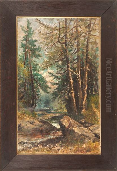 Forest Pool Oil Painting by Edmund Darch Lewis