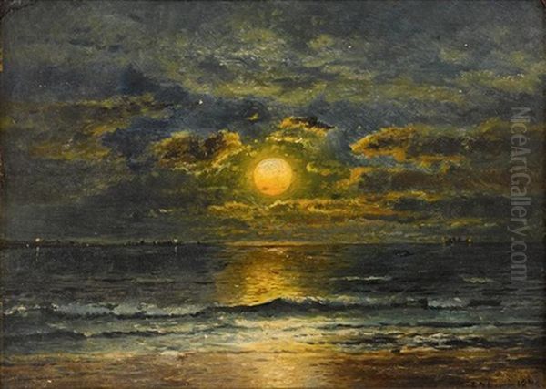 Sunset Over The Sea Oil Painting by Edmund Darch Lewis