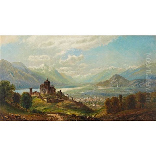 Panoramic View Of A City From The Hills (cuba?) Oil Painting by Edmund Darch Lewis