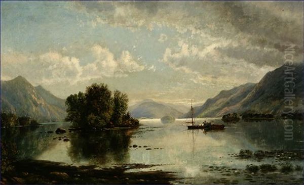 Gathering Storm On A River Oil Painting by Edmund Darch Lewis