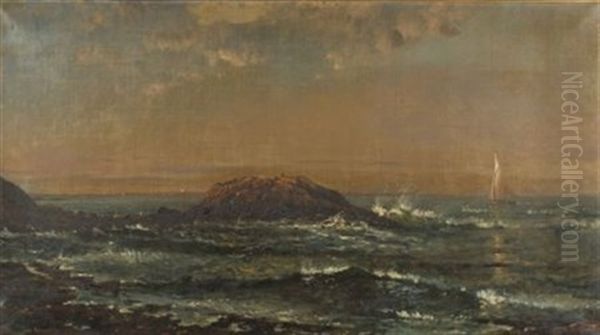 Coastal View, Narragansett Bay (?) Oil Painting by Edmund Darch Lewis