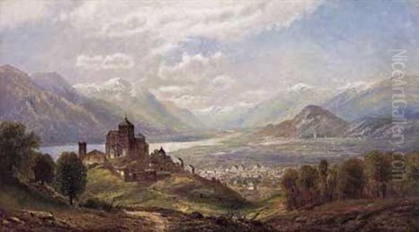 A Panoramic Landscape Oil Painting by Edmund Darch Lewis