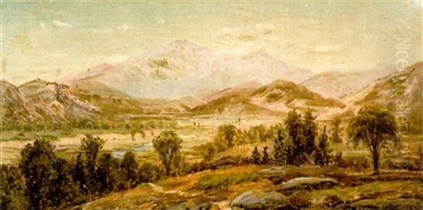 A Mountain Landscape Oil Painting by Edmund Darch Lewis