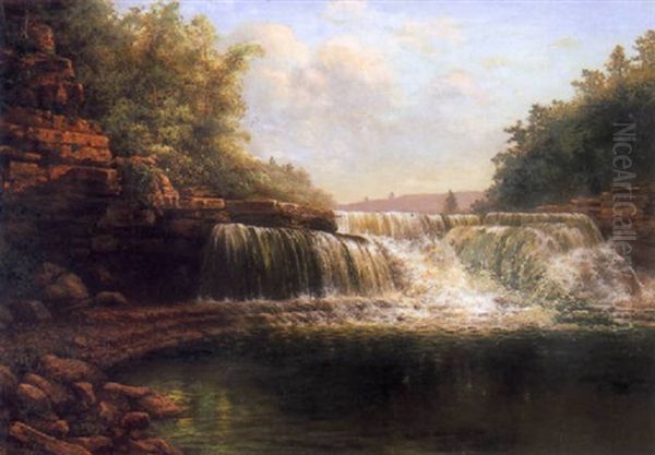 Derasago Falls Oil Painting by Edmund Darch Lewis