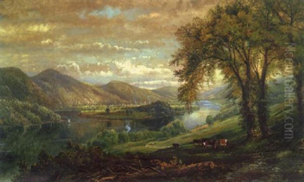 River Landscape With Vista Oil Painting by Edmund Darch Lewis