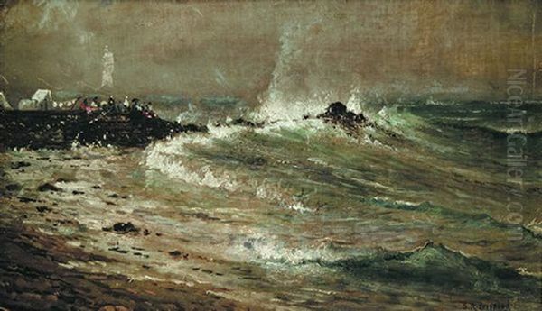 Crashing Waves Oil Painting by Edmund Darch Lewis