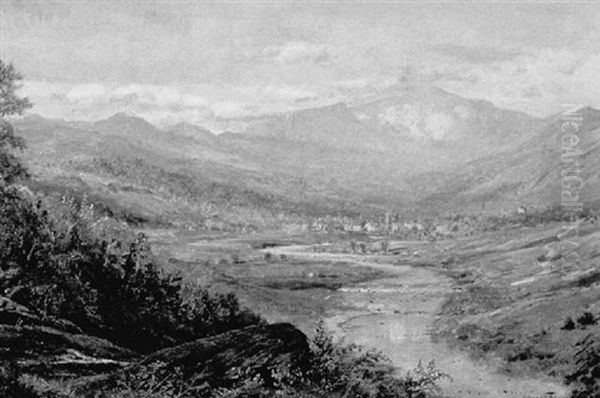 Mt Washington And Conway Village Oil Painting by Edmund Darch Lewis