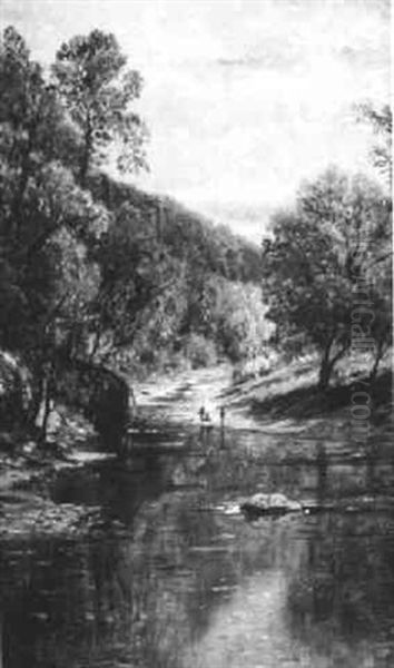 River Fishing Oil Painting by Edmund Darch Lewis