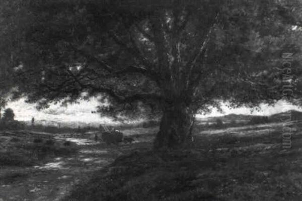 Haywagon Beneath The Boughs Oil Painting by Edmund Darch Lewis