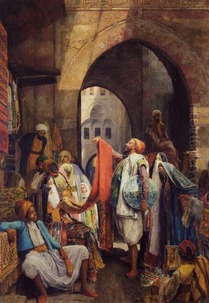 A Cairo Bazaar, The Dellal Oil Painting by John Frederick Lewis