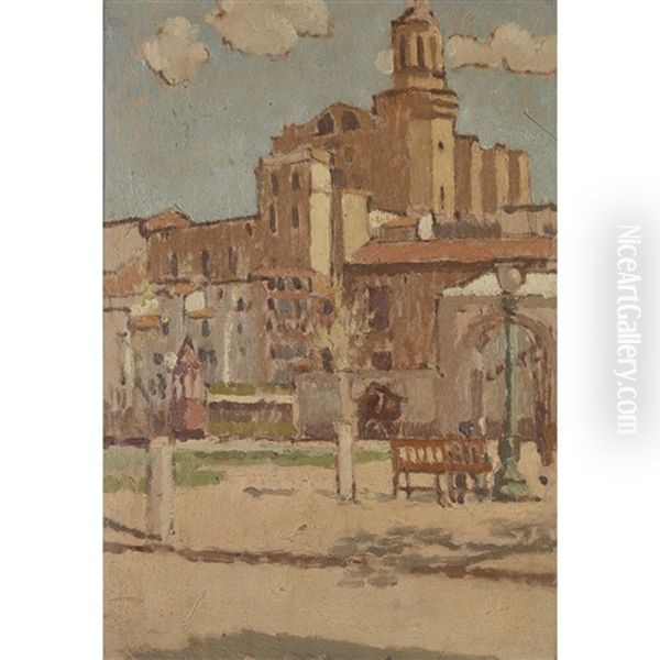 A Spanish Town Oil Painting by Morland Lewis