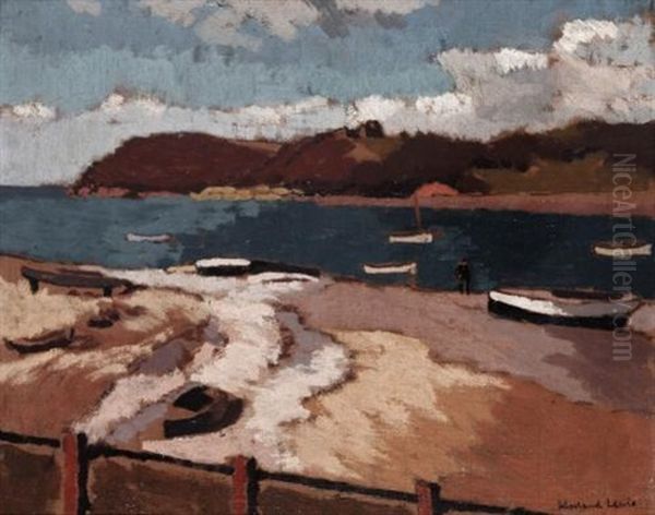 Seaside Scene At Caernarfon Bay Oil Painting by Morland Lewis