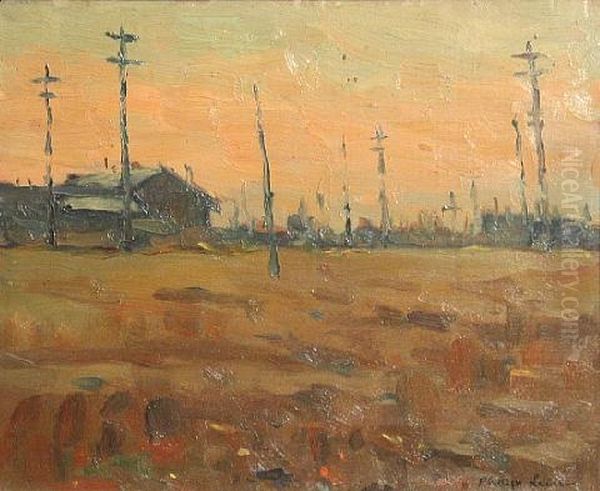 Sunset At Estuary Oil Painting by Phillips Frisbee Lewis