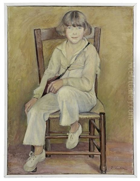 Portrait D'enfant Assis Oil Painting by Sonia Lewitska