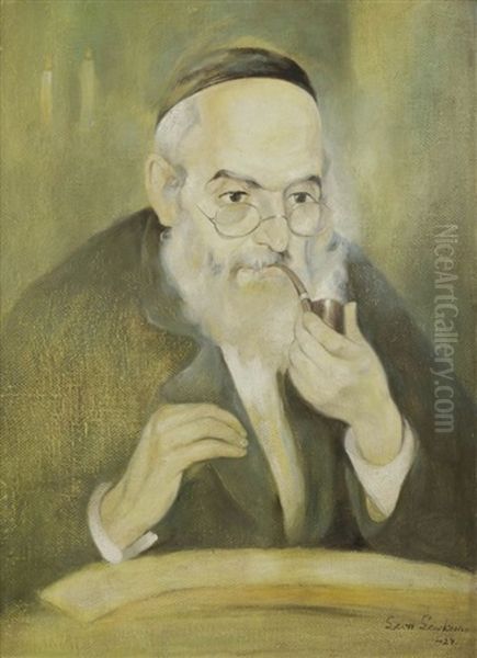 Juif A La Pipe Oil Painting by Leon Lewkowicz