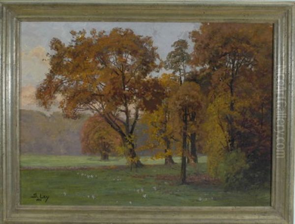 Herbstliche Laubbaume Im Schlosspark Oil Painting by Sophie Ley