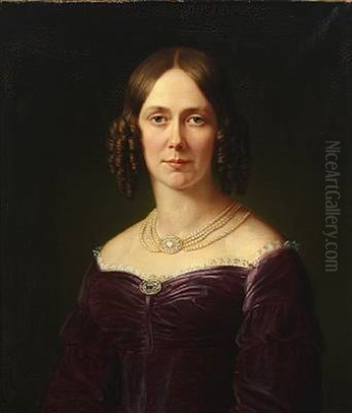 Portrait Of Pauline Freifrau Von Koenig-warthausen (1805-1872) Oil Painting by Jakob Theodor Leybold