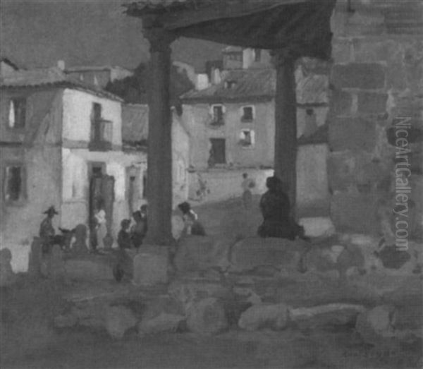 Nachmittagstimmung Vor Hausern In Avila Oil Painting by Kurt Leyde