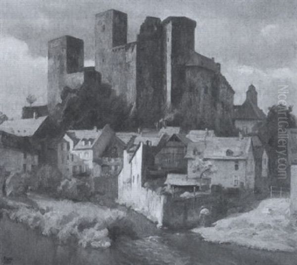 Burg Runkel An Der Lahn Oil Painting by Kurt Leyde