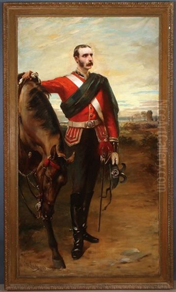 Portrait Of Major John Bald Harvey, 1st Clackmannanshire Rifle Volunteers Oil Painting by Otto Theodore Leyde