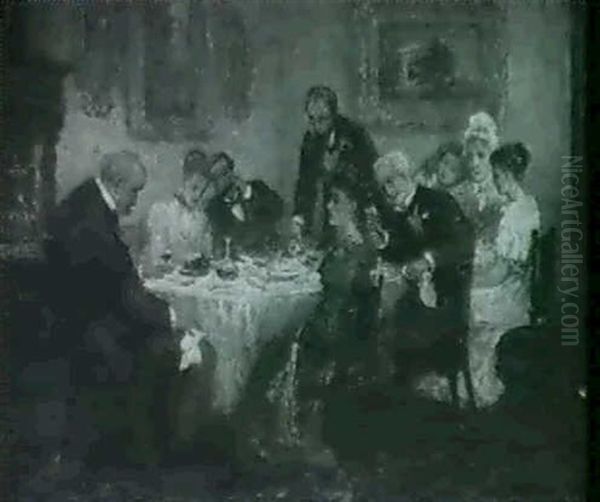 A Toast Oil Painting by Otto Theodore Leyde