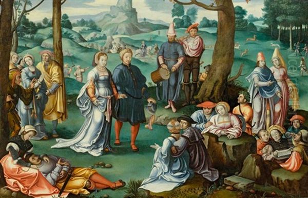 Hofische Szene Oil Painting by Lucas Van Leyden