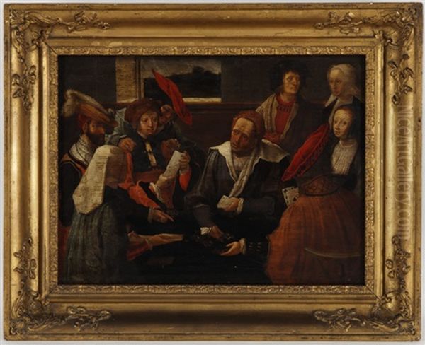 La Partie De Cartes Oil Painting by Lucas Van Leyden