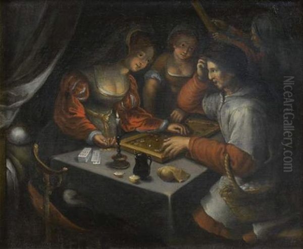 La Partie De Tri-trac Oil Painting by Lucas Van Leyden