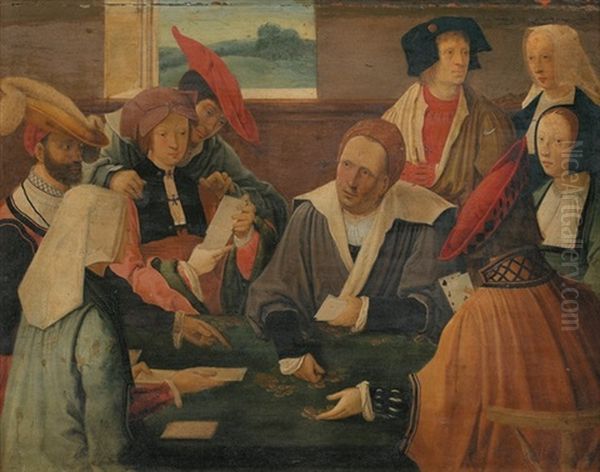 Les Joueurs De Cartes Oil Painting by Lucas Van Leyden