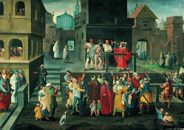 Le Christ Presente Au Peuple Oil Painting by Lucas Van Leyden