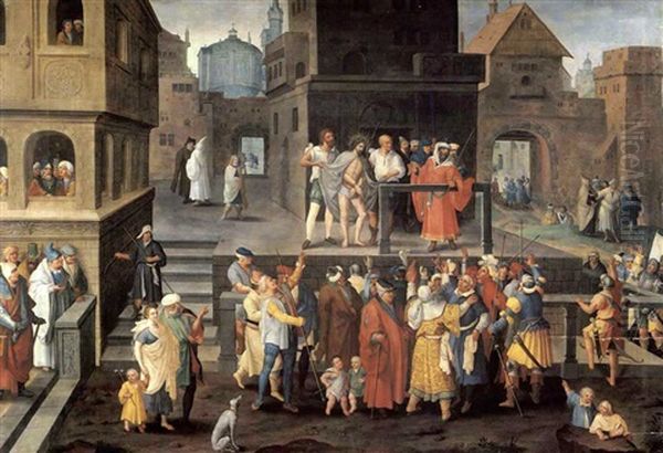 Le Christ Presente Au Peuple Oil Painting by Lucas Van Leyden