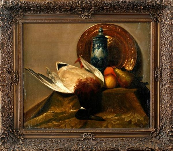 Stillleben Mit Ente Und Fruchten, Krug Und Teller Oil Painting by Andries Leyderdorp