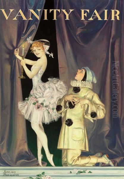 Pierrot And Columbine (for Vanity Fair Magazine Cover) Oil Painting by Frank Xavier Leyendecker