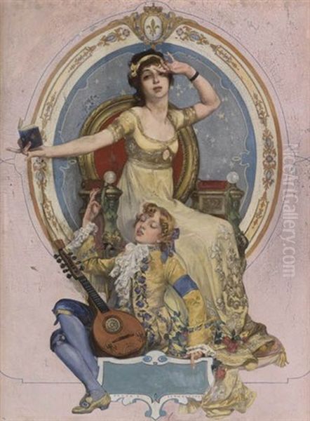 Poetry And Music Oil Painting by Frank Xavier Leyendecker