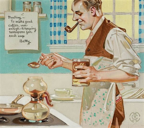 Recipe For Coffee Oil Painting by Frank Xavier Leyendecker