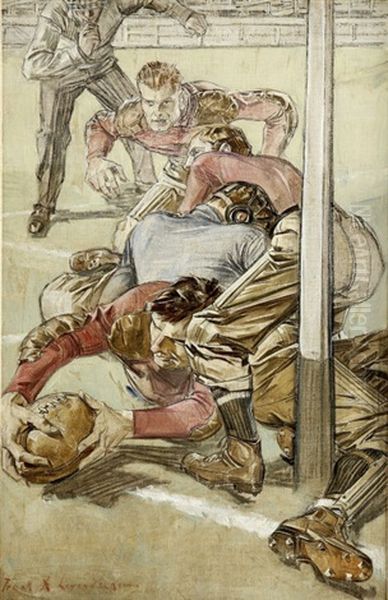 Touchdown, Century Illustrated Monthly Story Illustration, November Oil Painting by Frank Xavier Leyendecker