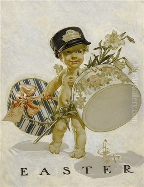 Easter Baby Oil Painting by Joseph Christian Leyendecker