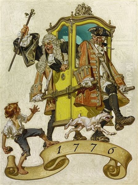 Independant Action Oil Painting by Joseph Christian Leyendecker